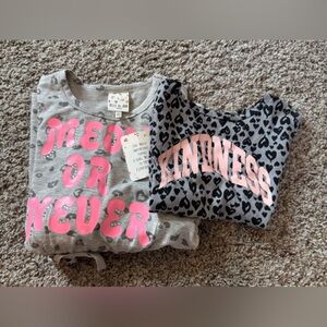 Belle Du Jour Gray and Black Dress with Pink Details & Old Navy Kindness shirt